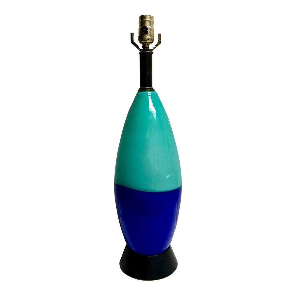 Mid-Century Blue Lamp Blue Aqua 50s Vintage Lamp TaAtomic Sputnik Table Lamp MCM
